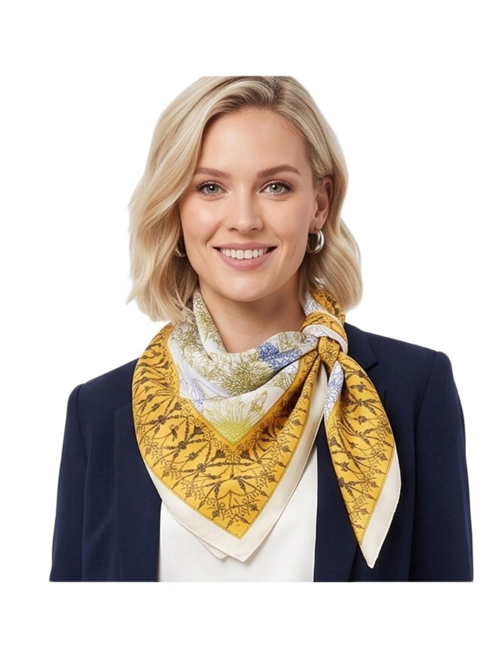 Tigerstars Mustard Botanical Drawing Flowers Print Bandana Scarf